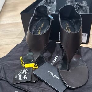 NEW! Saint Laurent Nappa Eagle Brown Sandals